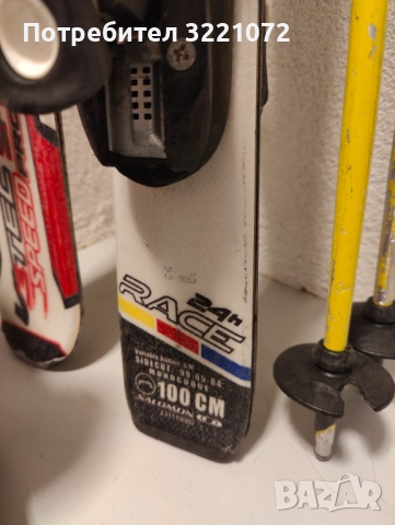 Детски ски (100 и 110 см) , ски-обувки (21 и 21.5) и щеки (90см), снимка 3 - Зимни спортове - 52771273