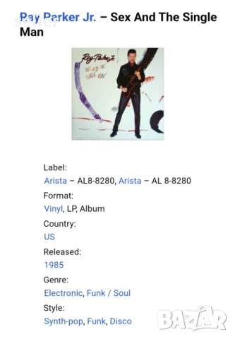 Ray Parker Jr. ‎– Sex And The Single Man Издание 🇺🇸 USA 1985г  Стил:Synth-pop, Funk, Disco  Състоя, снимка 3 - Грамофонни плочи - 53892099