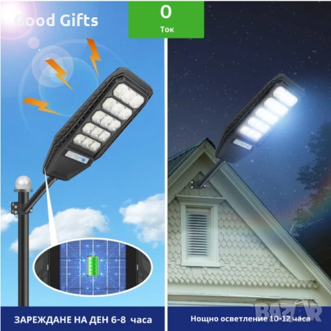 Соларна улична LED лампа 300W с дистанционно управление, сензор за движение и монокристален панел, снимка 8 - Соларни лампи - 51261777