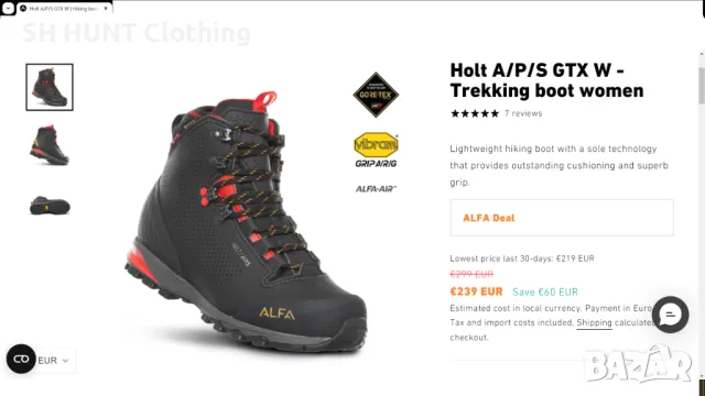 ALFA Holt A/P/S GTX W GORE-TEX Vibram Boots разм EUR 37 / UK 4 дамски детски водонепромокаеми - 1357, снимка 2 - Дамски боти - 47455062