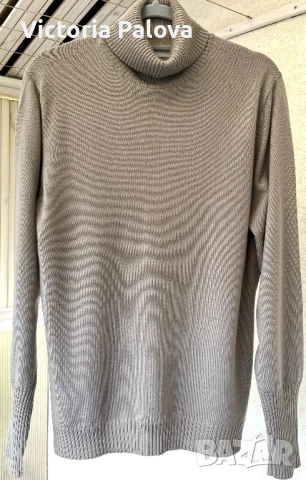 Луксозен италиански пуловер LE TRICOT PERUGIA от фин меринос цвят мляко с кафе, снимка 6 - Блузи с дълъг ръкав и пуловери - 52158453