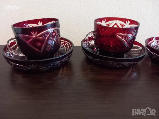Кристални чаши червен кристал , снимка 5 - Чаши - 51552533