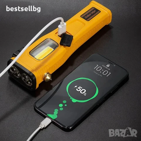 Мощен акумулаторен LED фенер със соларен панел къмпинг лампа осветление за аварии автомобил палатка, снимка 5 - Къмпинг осветление - 51204328