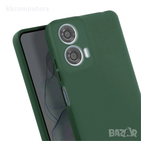 Силиконов кейс iPaky матиран и Протектор  За Motorola Moto G05/E15, Тъмнозелен, снимка 2 - Калъфи, кейсове - 51931197