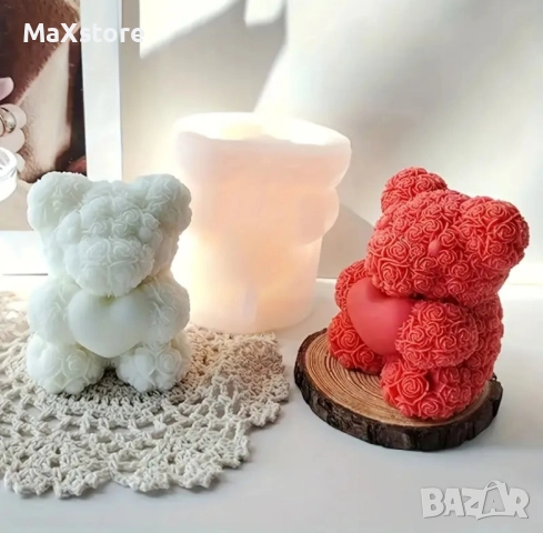 3D мече от рози със сърце Силиконов молд за свещи гипс сапун смола фондан за декорация на торта , снимка 2 - Форми - 51994472