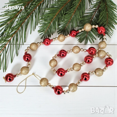 6171 Коледен гирлянд Топчици декоративна верижка за елха и декорация, 125 см