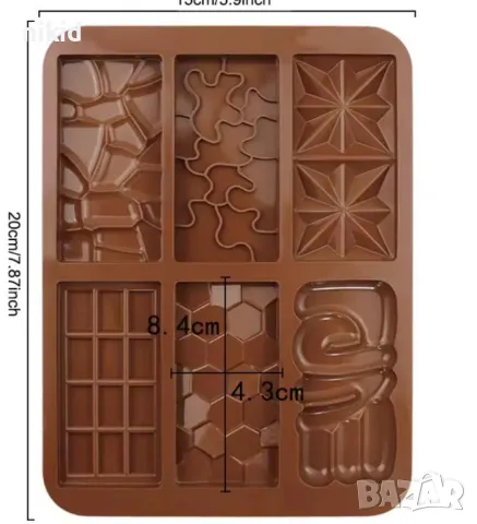 love пчелна пита мозайка шоколад шоколадов блок парченца различни силиконов молд форма фондан гипс , снимка 4 - Форми - 49710798