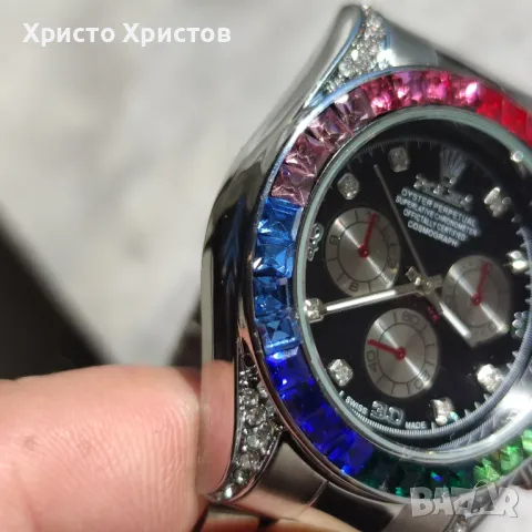 Мъжки луксозен часовник Rolex Daytona Rainbow 🌈 Steel , снимка 2 - Мъжки - 47008744