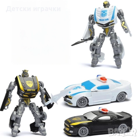 Полицейски Робот трансформер 2в1 с кола , снимка 2 - Коли, камиони, мотори, писти - 52249440