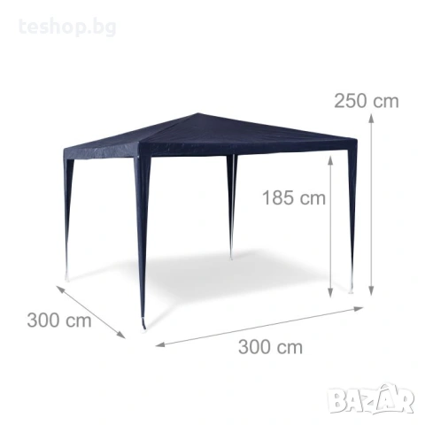 Шатра 300х300х250 см тъмно синя Relaxdays, снимка 2 - Градински мебели, декорация  - 53752424
