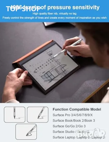 Нов Стилус Surface Pro с USB-C Бързо Зареждане и LED Индикатор Писалка таблет, снимка 3 - Друга електроника - 49321279
