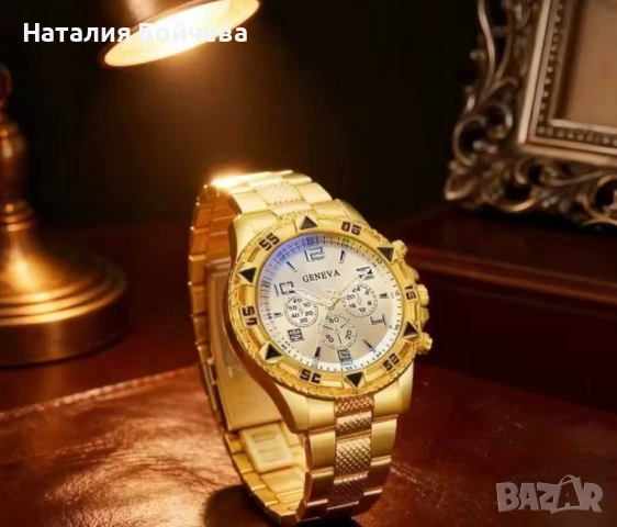 Мъжки златист часовник , снимка 3 - Мъжки - 53639058