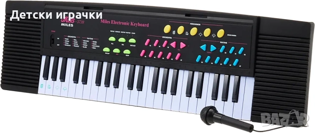 Детска йоника Синтезатор 44 клавиша 75см с микрофон, на ток и батерии , снимка 9 - Музикални играчки - 52643270