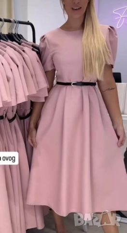 ✨️Елегантни дамски рокли с коланче,миди дължина  , снимка 3 - Рокли - 51681726
