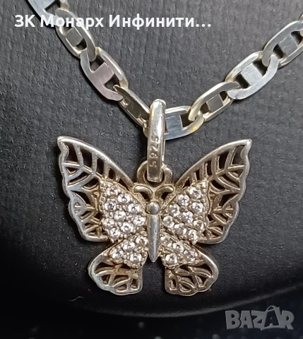 сребърен ланец , снимка 2 - Колиета, медальони, синджири - 53701264