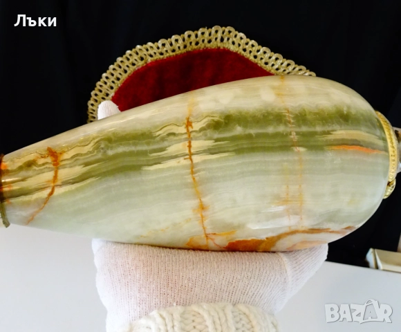 Посребрена ваза,свещник оникс 2.2 кг.,месинг. , снимка 9 - Антикварни и старинни предмети - 52673709