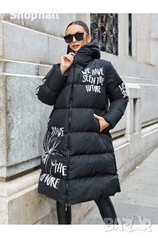 Дамско дълго яке с пух. Размер М., снимка 2 - Якета - 53151994