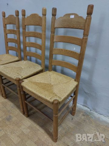 6 броя трапезни столове от бял дъб с ратанова седалка, снимка 2 - Столове - 46130860
