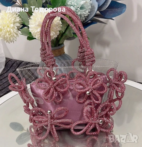 Прозрачна ПВЦ/PVC чанта с камъни, снимка 4 - Чанти - 53396773