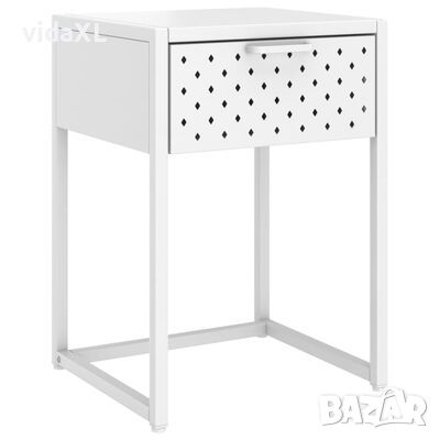 vidaXL Нощно шкафче, бяло, 38х35х54 см, стомана（SKU:335887, снимка 1 - Шкафове - 46336289