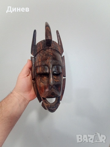Автентична стенна маска от масивен абанос - 30 см, ръчна изработка