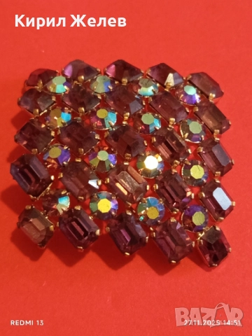 Кристална брошка АМЕТИСТ АРТ ДЕКО стил 31130