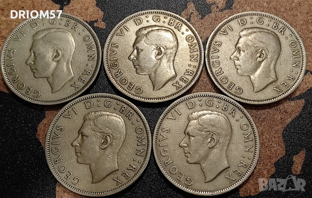 Монети Великобритания- 5 бр› Крал Джордж VI[1947-1951], снимка 2 - Нумизматика и бонистика - 49570631