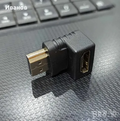 HDMI 2.0 ъглов адаптер 90°, преходник съединител (мъжко/женско), снимка 4 - Кабели и адаптери - 47412073