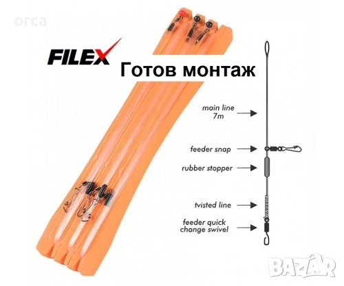 Готови монтажи за фидер Filex Free Running Rig комплект 3 броя, снимка 2 - Такъми - 52334274