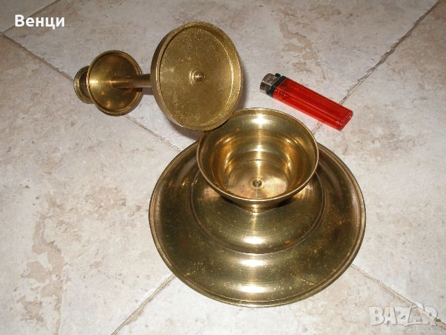 Купа Свещник-Месинг, снимка 8 - Антикварни и старинни предмети - 52048514