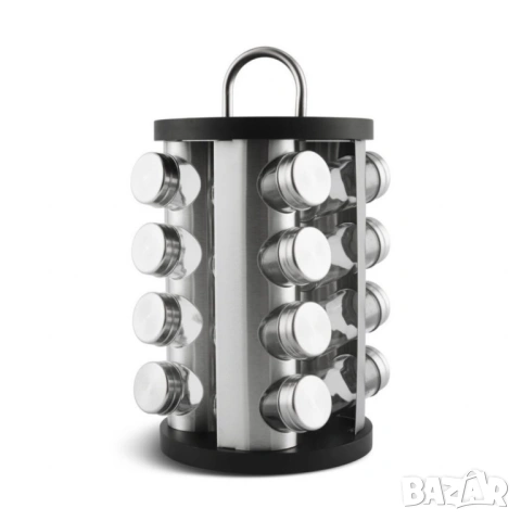 Бурканчета за подправки на стойка Edenberg EB-4027, 16 бр, Въртене на 360 гр, Черен/инокс, снимка 3 - Буркани, бутилки и капачки - 53601665