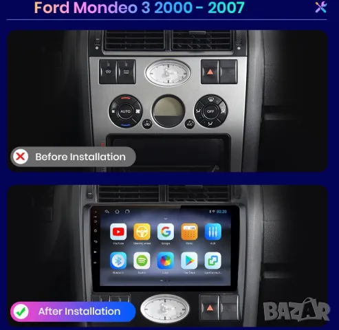 Мултимедия за Ford Mondeo, MK2, Android, Навигация 2004-2007, Двоен дин, 2 DIN, плеър, Mondeo, снимка 4 - Аксесоари и консумативи - 48744154