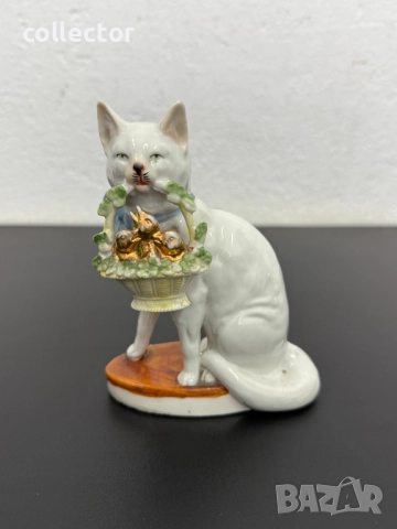 Стара порцеланова фигура на котка - Ges. Gesch №7449