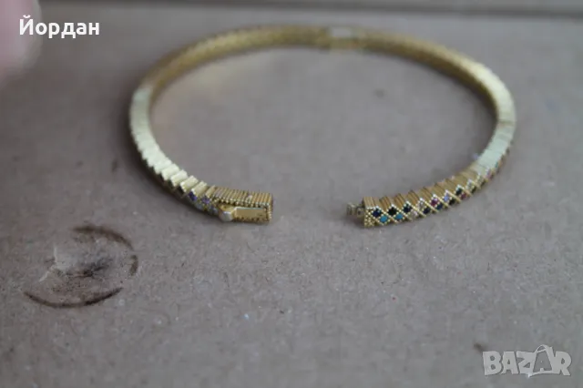 Дамска сребърна позлатена гривна с камъни, снимка 11 - Гривни - 50209958