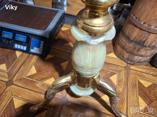 Стара месингова поставка с три крака, снимка 10 - Антикварни и старинни предмети - 51583134