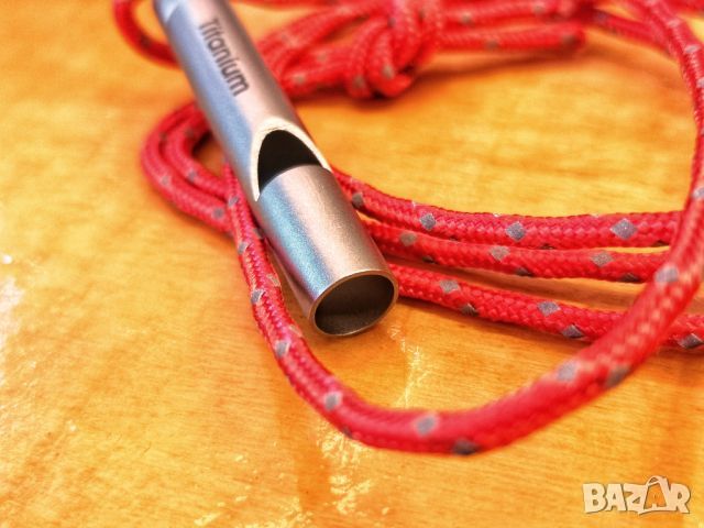 🏕️ TITANIUM Whistle — титаниева свирка 120 децибела 3-4 khz, снимка 2 - Екипировка - 46741534