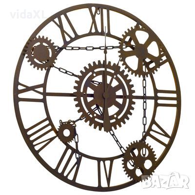 321456 vidaXL Wall Clock Brown 80 cm Metal(SKU:321456, снимка 1 - Стенни часовници - 45444864