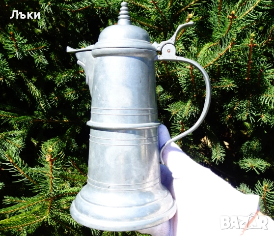 Калаена кана с капак 600 мл.,средновековен дизайн. , снимка 2 - Антикварни и старинни предмети - 51570962