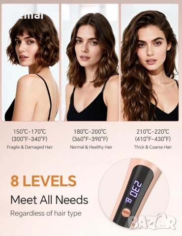 Автоматична маша за коса LANDOT, въртяща се - розово злато, снимка 7 - Маши за коса - 52455313