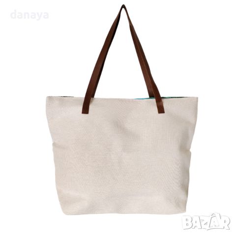 4898 Текстилна плажна чанта с цип принт Плаж, снимка 3 - Хавлиени кърпи - 46201330