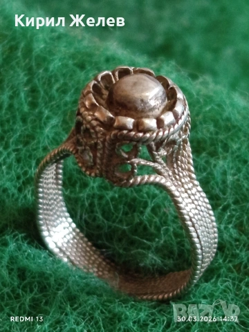 Сребърен пръстен възрожденски стил филигранна изработка гранулация 36901, снимка 4 - Пръстени - 54026786