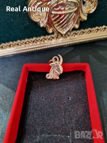 Прекрасна антикварна руска златна висулка Кози рог, снимка 4 - Колиета, медальони, синджири - 46370546