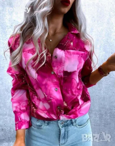 Розова риза с дълъг ръкав