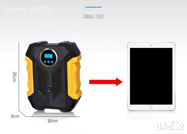 Автомобилна портативна въздушна помпа с безжичен цифров дисплей, снимка 6 - Аксесоари и консумативи - 49088855