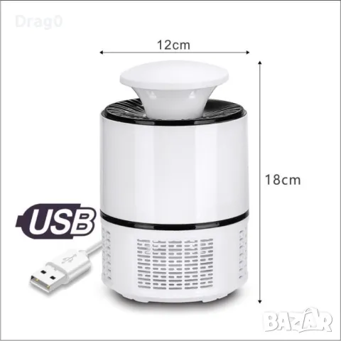 LED Лампа против комари с USB захранване / Цвят: Черен / 5V, снимка 3 - Други стоки за дома - 48836413