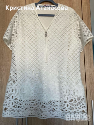 Уникална блуза бяла, цялата от бродерия - 2XL