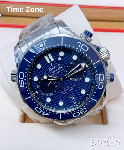 Omega Seamaster Diver 300M Chronograph 44mm Steel Blue Wave Dial Ceramic, снимка 3 - Мъжки - 54044290