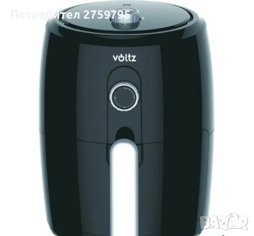 ХИТ.Фритюрник AirFryer Voltz V51980L, 1000W, 2.0 литра, Горещ въздух, Таймер, до 200°C, Черен

., снимка 1