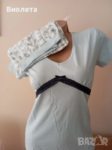 ДАМСКА ПИЖАМА КЪС РЪКАВ, ДЪЛЪГ ПАНТАЛОН