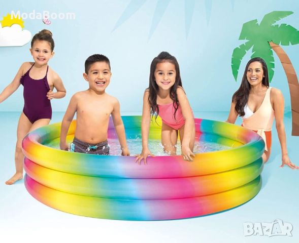 Многоцветен надуваем детски басейн I n t e x - Идеален за забавления в градината 58439NP, снимка 5 - Надуваеми играчки - 45354310